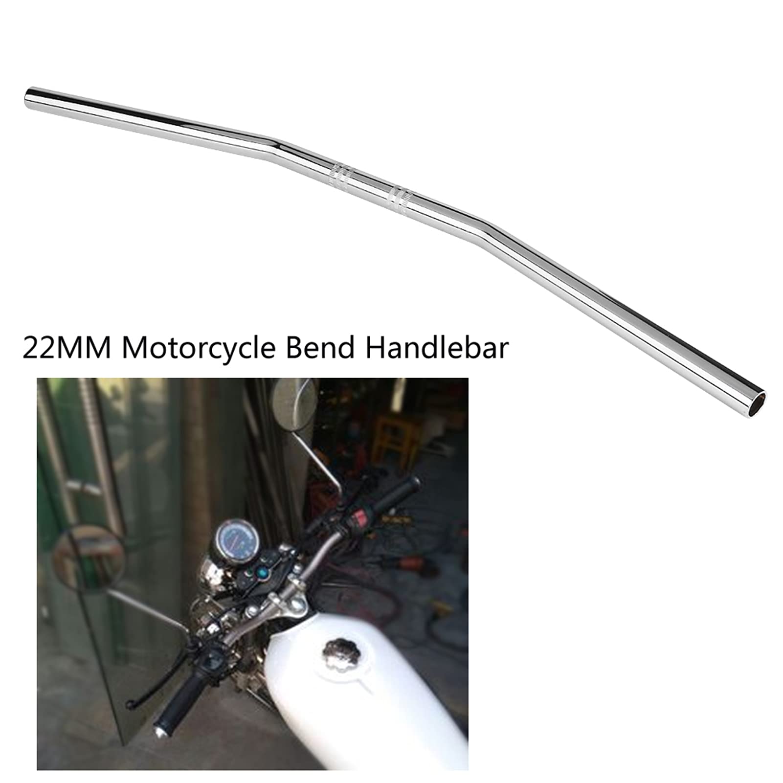 Bend Manubrio, Moto 7/8 Pollici 22 MM Retro Bend Off-Road Manubrio Bend Maniglia Drag Bar Nero Argento Per Moto(Argento)