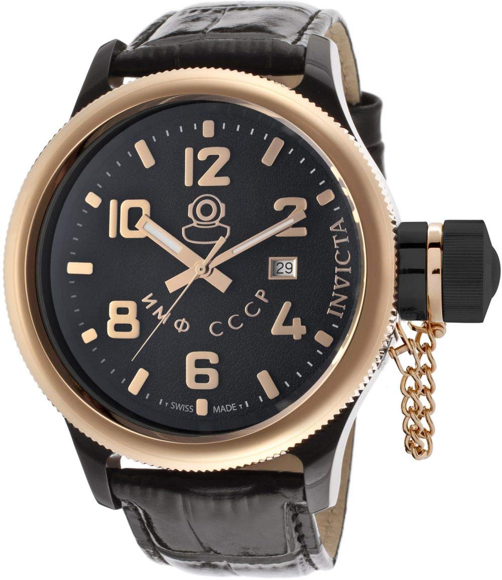 InvictaSpecialty Men's Black Dial Leather Band Casual Watch [INVICTA-12724]