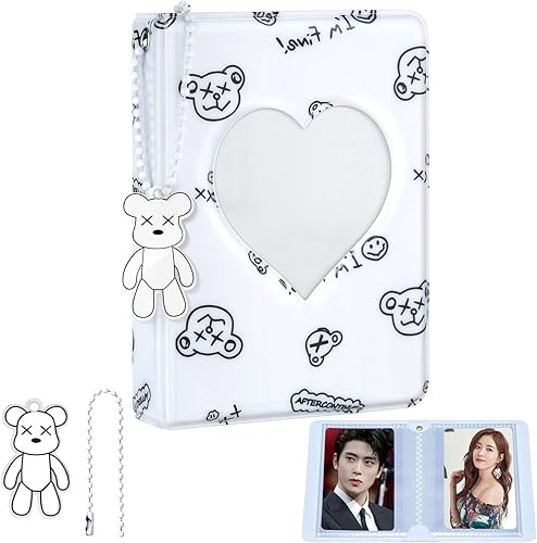 Carpeta Kpop de 3 pulgadas, lindo soporte para tarjetas fotográficas Kpop, mini álbum de fotos Kpop, libro de coleccionista de 40 bolsillos, soporte