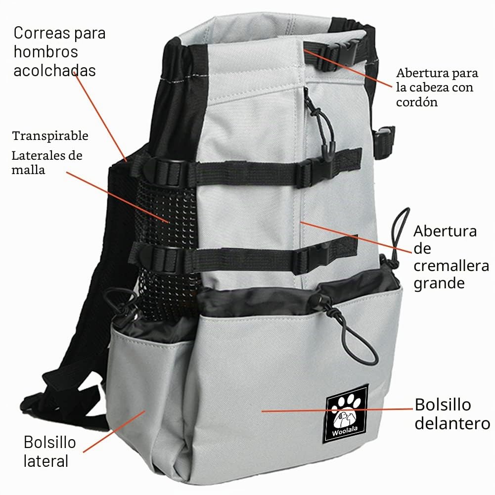 Bolsa de transporte para perros de 1 a 25 kg con diseño de cabeza de cordón, mochila ventilada para perros pequeños y medianos, transportador diario para cachorros para caminar al aire libre, seguro