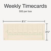 Vista 2 de TOPS Tarjetas de tiempo, semanales, 2 caras, días con nombre, 3-3/8 x 8-1/4 pulgadas, Manila, impresión verde/roja, 500 unidades (1260)