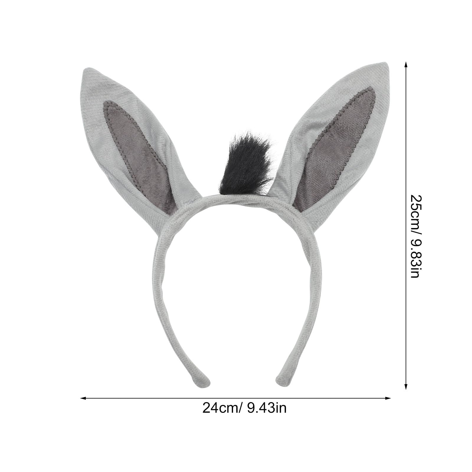 Kisangel 1 Set Donkey Ears Headband & Tail - Kids/adults Fancy Dress Props for Carnival Halloween Kids Party Costume Accessories - Image 3
