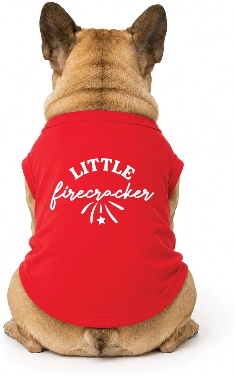 Little Firecracker Dog Tee Shirt Sleeveless Breeds Fourth of July America Patriotic Barbecue Cookout USA Red, 2X-Large 755
