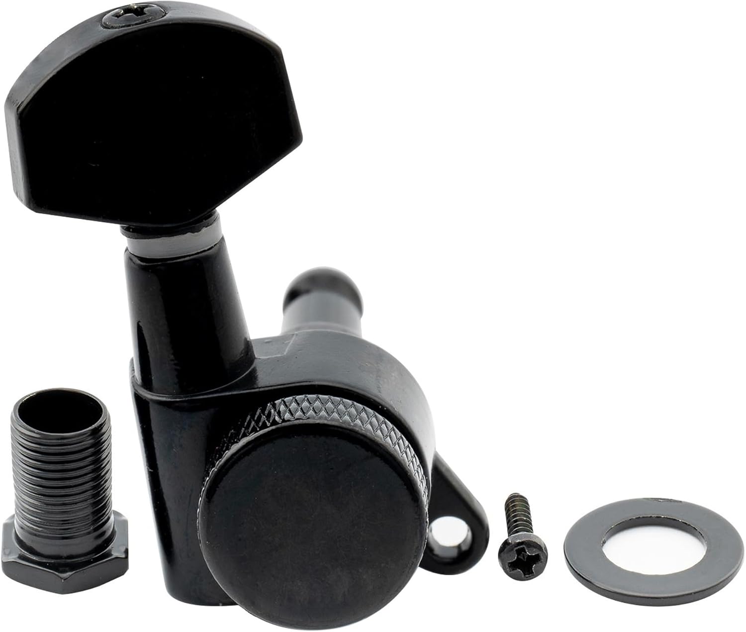 Musiclily Pro 6 in Line Guitar Locking Tuners Tuning Pegs Keys Machine Heads Set for Strat Tele Style Guitar, Black