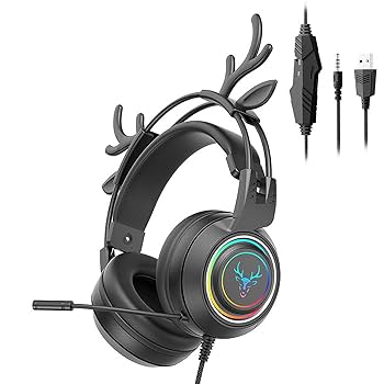 Amazon.co.jp: GHDVOP ヘラジカ角 ゲーミングヘッドセット
