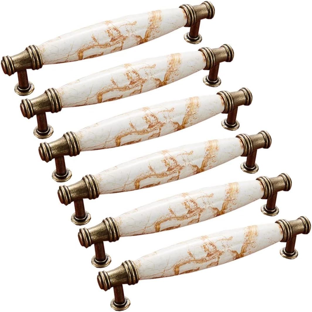 Boutons d'armoire cuisine en céramique vintage avec vis lot de 2