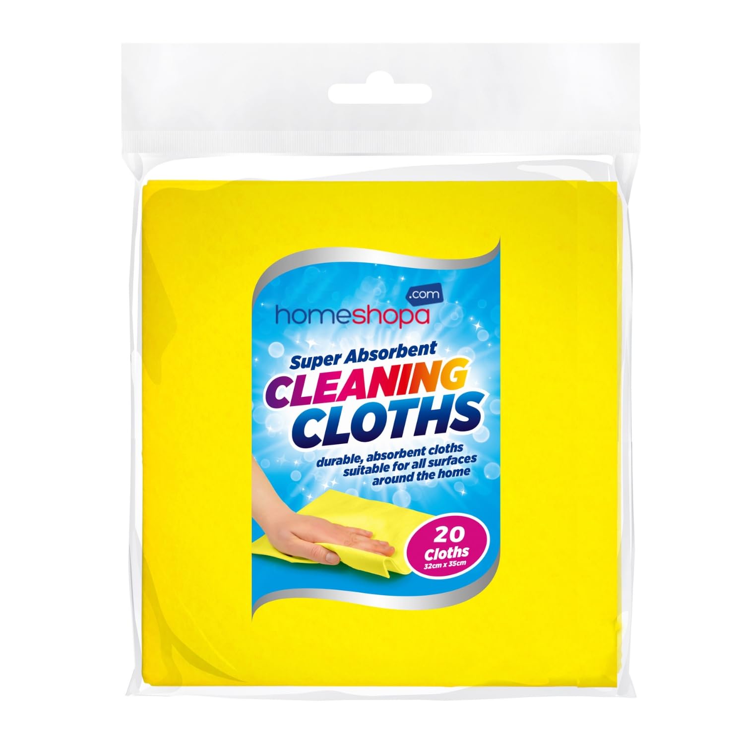 Homeshopa.com Yellow Homeshopa Super Absorbent Cleaning Cloths, 20 Pack Multifunctional Reusable Cleaning Towels, Lint Free Streak Free Washable Viscose Cloth Duster For Household Cleaning, Kitchen, Car, Windows, Mirrors