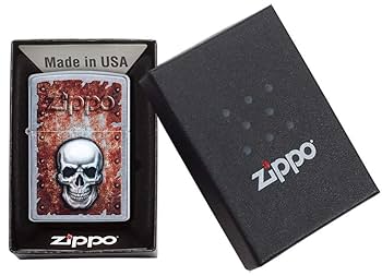 Amazon.com: Zippo Rusted Skull Design Street Chrome Pocket