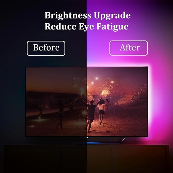 إضاءة خلفية Led لتلفزيون Gupup مع مزامنة الشاشة، شريط Bgric متغير اللون بطول 12.5 قدمًا لأجهزة تلفزيون 55-65، إضاءة خلفية ذكية مع مزامنة الموسيقى والتحكم في التطبيقات، أضواء تتزامن مع صورة التلفزيون