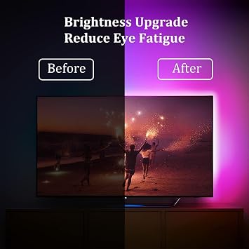 إضاءة خلفية Led لتلفزيون Gupup مع مزامنة الشاشة، شريط Bgric متغير اللون بطول 12.5 قدمًا لأجهزة تلفزيون 55-65، إضاءة خلفية ذكية مع مزامنة الموسيقى والتحكم في التطبيقات، أضواء تتزامن مع صورة التلفزيون