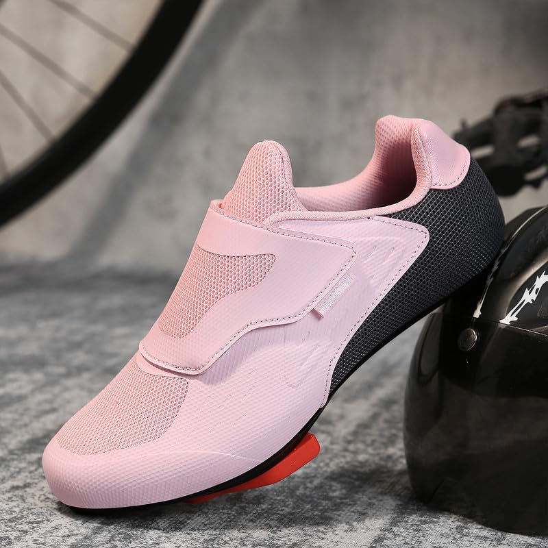 Unisex Cycling Shoes Compatible with Peloton Shoes Indoor Road Bike Riding Shoes for Men and Women Pre-Installed with Delta Cleats Clip Outdoor Pedal Pink