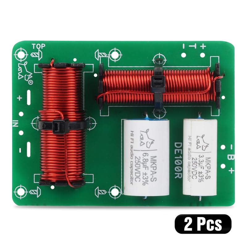 Image of 2 Way Crossover Board 2 Unit, 120W Max Power 2 Way HiFi Speaker Crossover Network, Heavy Duty 100% Pure Copper Inductor 4 to 8 Ohms Frequency Deviders