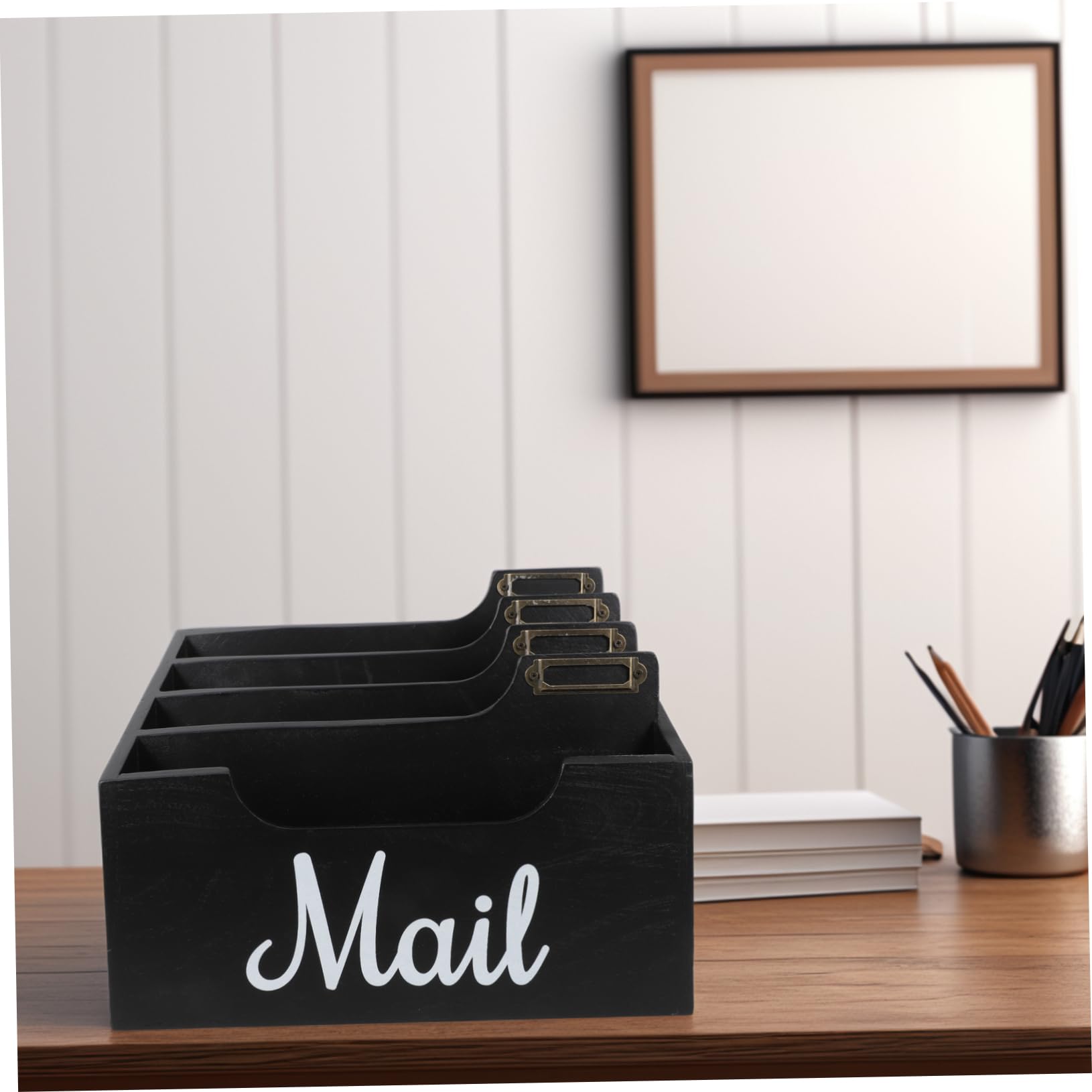 NUOBESTY Organizer Per Documenti Da Scrivania in Legno Scatola Portaoggetti Per Ufficio Organizer Da Banco Con Scomparti Per Riviste e File