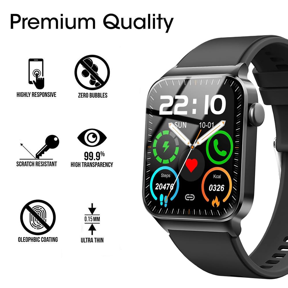Yoomigle 6 Pack Compatible with Donerton T50S 1.85'' Screen Protector Film Compatible with uaue T50S 1.85 inch Smartwatch Screen Protectors Foils Screen Cover Crystal Clear HD Anti-Scratch - Image 2