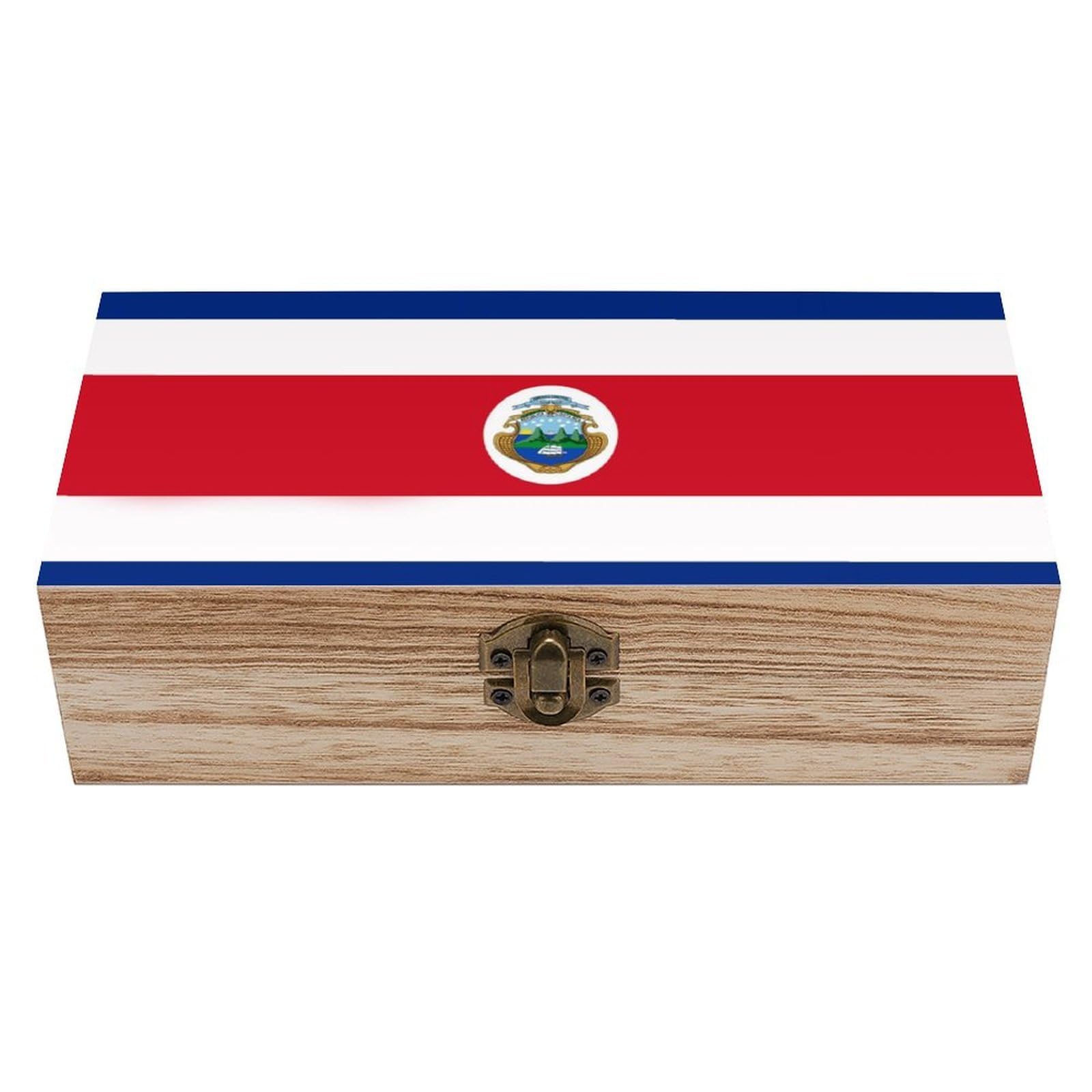 CGSBNGHA Costa Rica Rican Flag Wooden Storage Boxes with Lid Memory Box Decorative Organiser for Office And Home