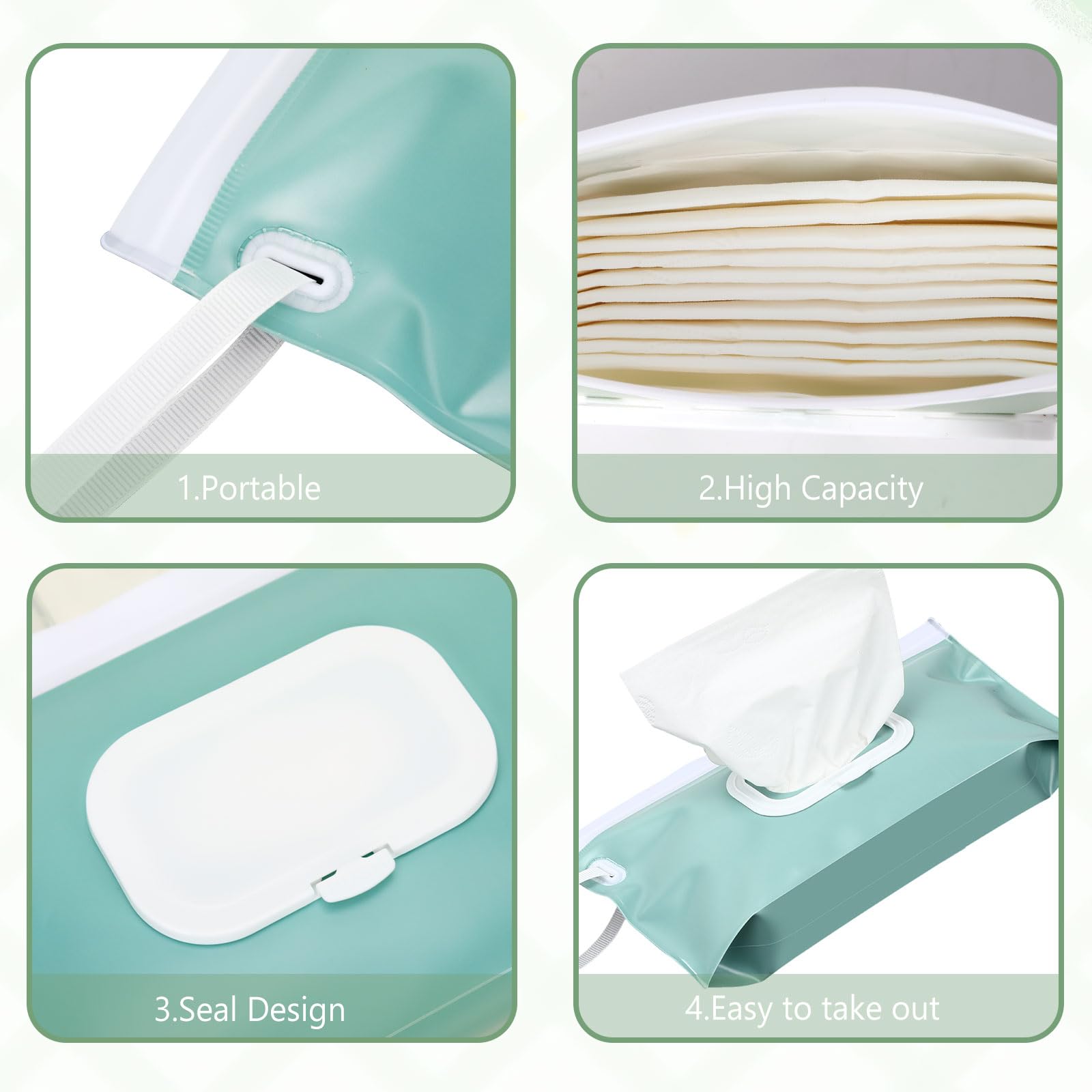 SANNIX Lot de 2 distributeurs de lingettes pour bébé, portables, rechargeables, réutilisables et étanches, étui de voyage bleu