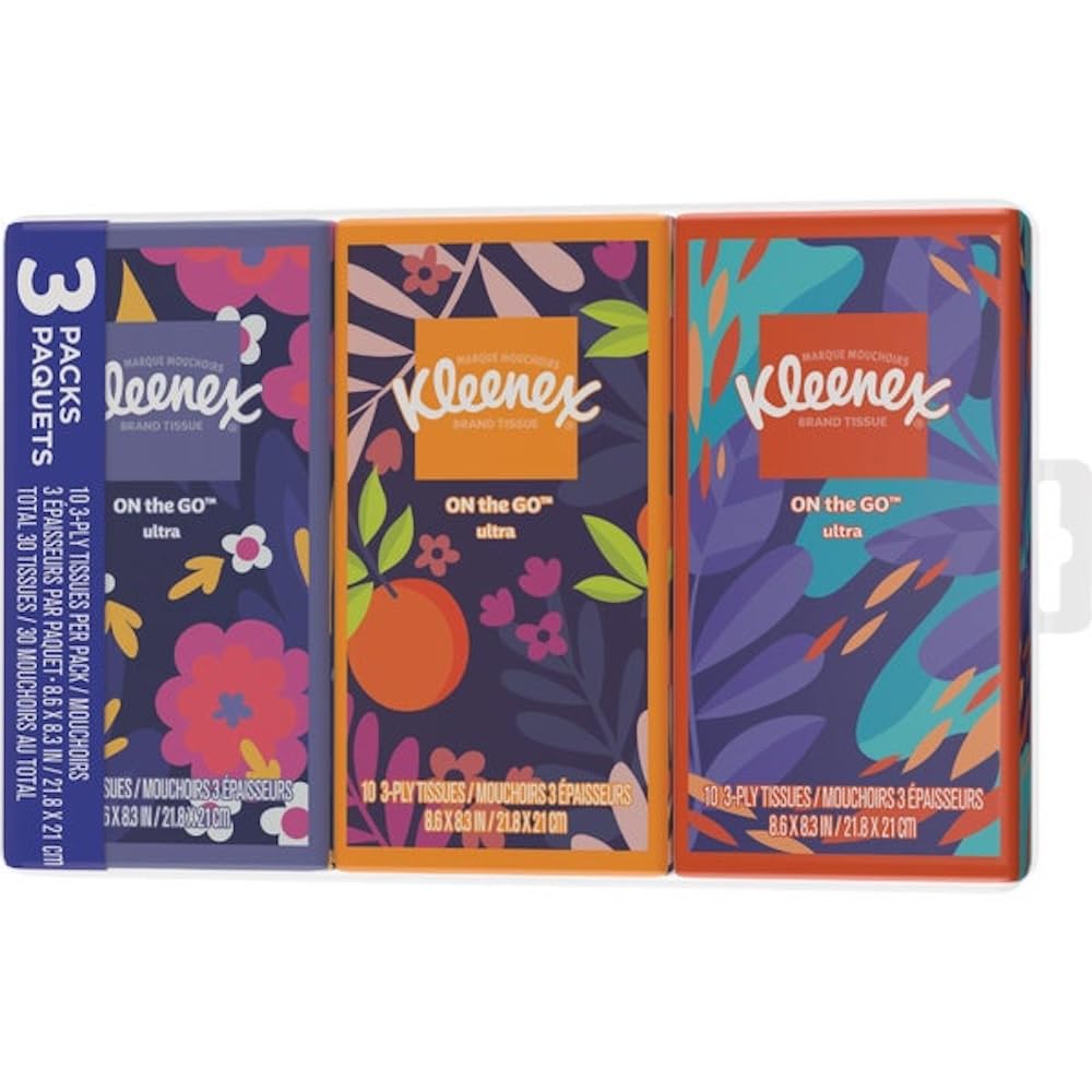 KLEENEX Go Pack Facial Tissue 3 ea