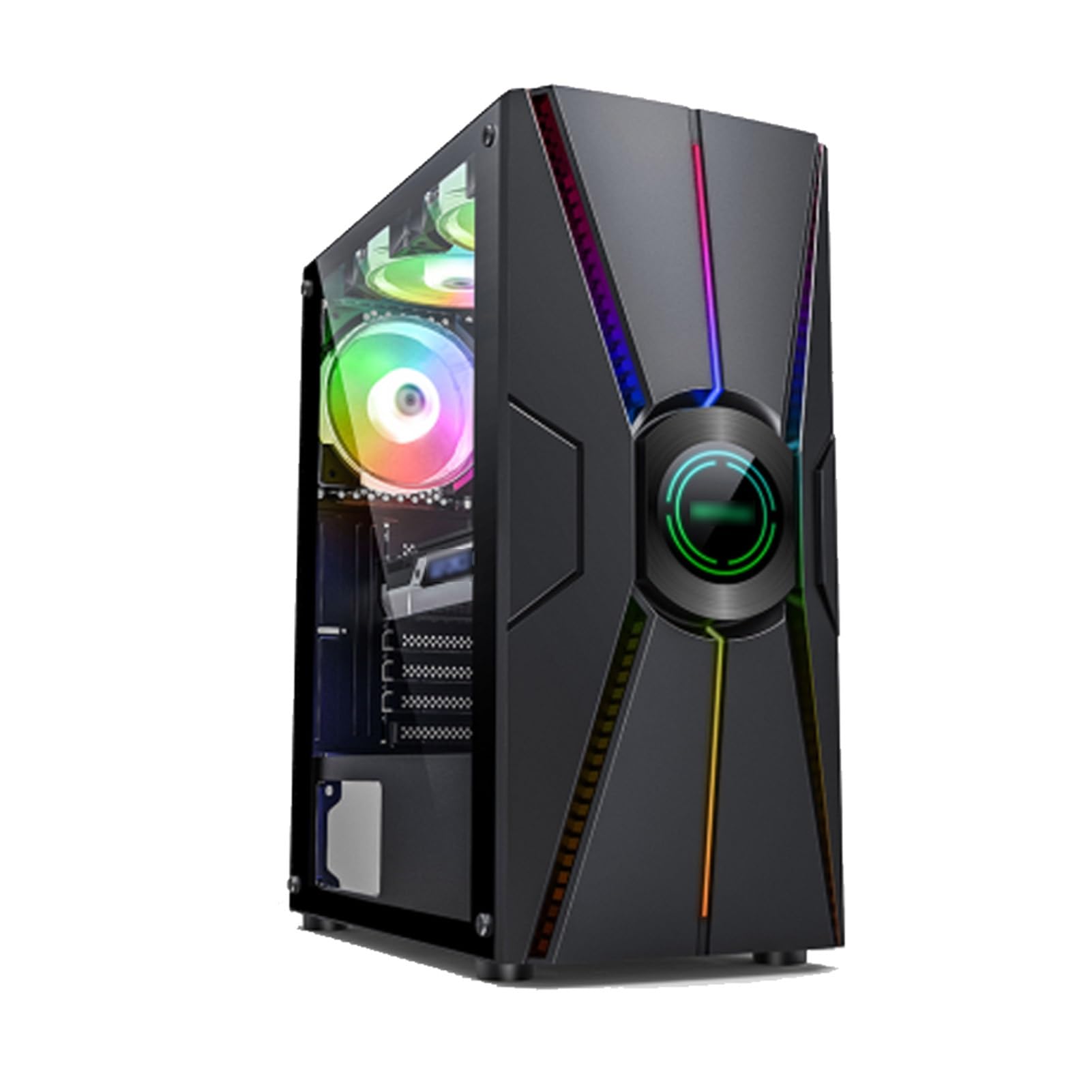 Obudowa do gier komputerowych, Mid-Tower ATX M-ATX ITX, Obudowa komputera PC z 6 wentylatorami, Przezroczyste panele boczne, Obsługuje chłodzenie wodne, Nadaje się do gier i pracy biurowej