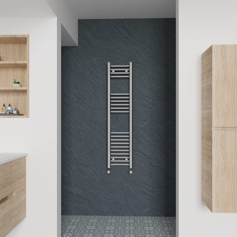 Warmehaus Straight Heated Towel Rail Chrome Bathroom Ladder Style Radiator Central Heating 1200X300mm