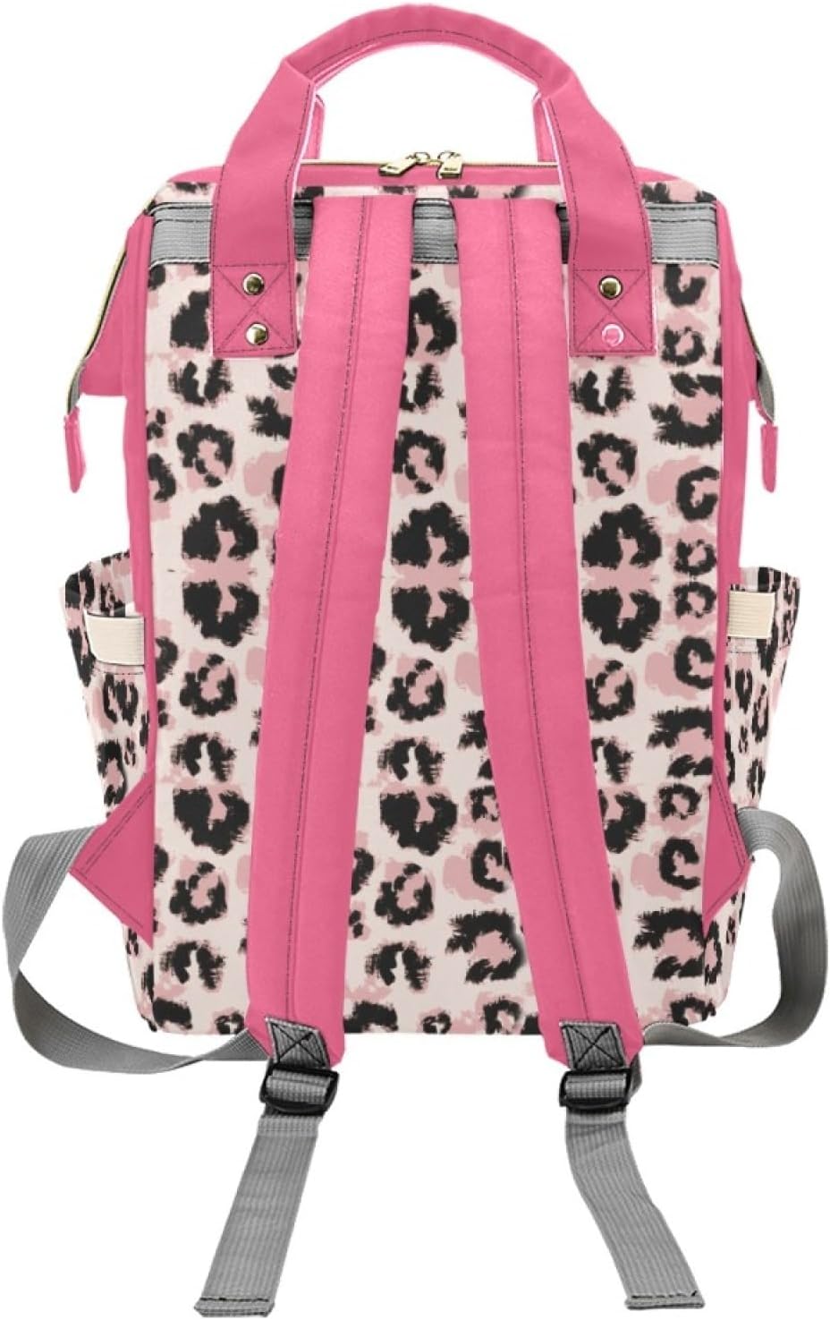 Personalized Diaper Bag with Name, Custom Bow Leopard Pattern Diaper Backpack for Baby Girls, Nappy Backpack with Thermal Pockets for Women Mom, Large Capacity Mommy Daypack