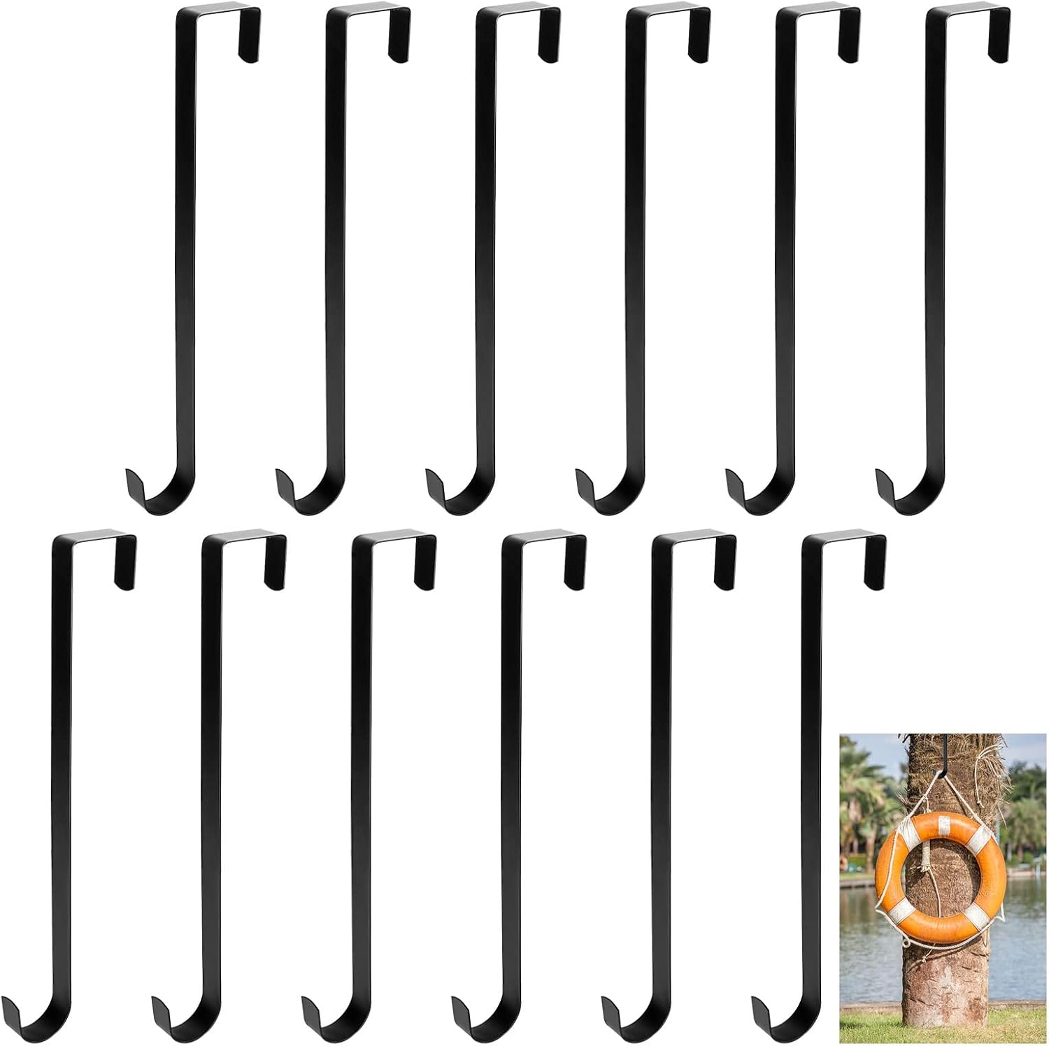 DAJAVE Iron 12 Pack 15 Inch Storage Hook, Powder Coated for