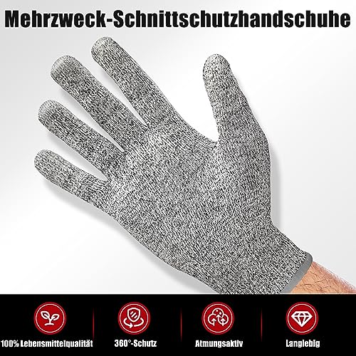 sunivaca Schnittsichere Handschuhe, 4 Paar, Schnittschutzhandschuhe küche, Lebensmittelqualität, Leistungsfähiger Level 5 Schutz, Messerschutzhandschuh EN 388 zertifiziert, größe XL