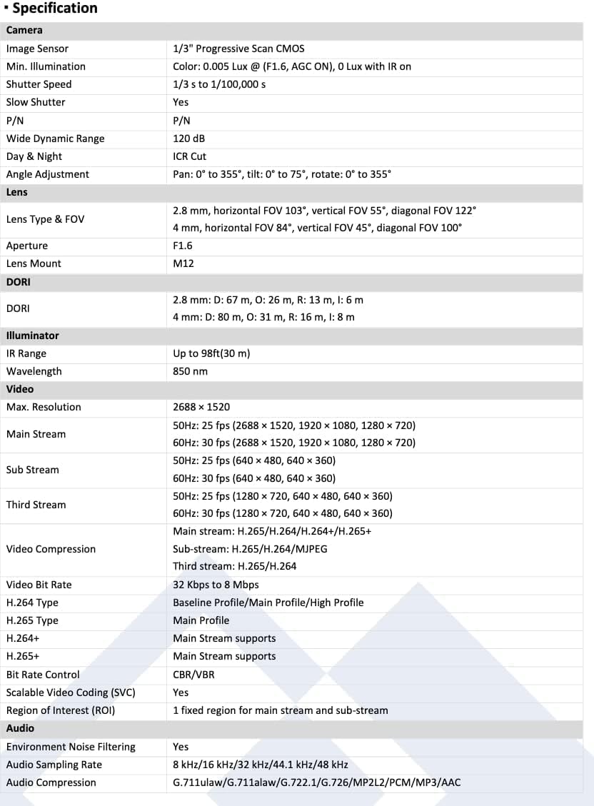 LTS CMIP7342W-28MDA HD IP 4MP 2.8mm WDR Built-in Mic Deep Learn Vandal Dome Camera LTCMIP7342W-28MDA