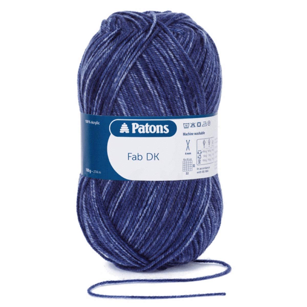 Patons Fab DK Knitting and Crochet Double Knitting Wool - 100% Acrylic Machine Washable & Tumble Dry Yarn - Colour 2370 - Navy Denim - 5 x 100g Balls โ image 1