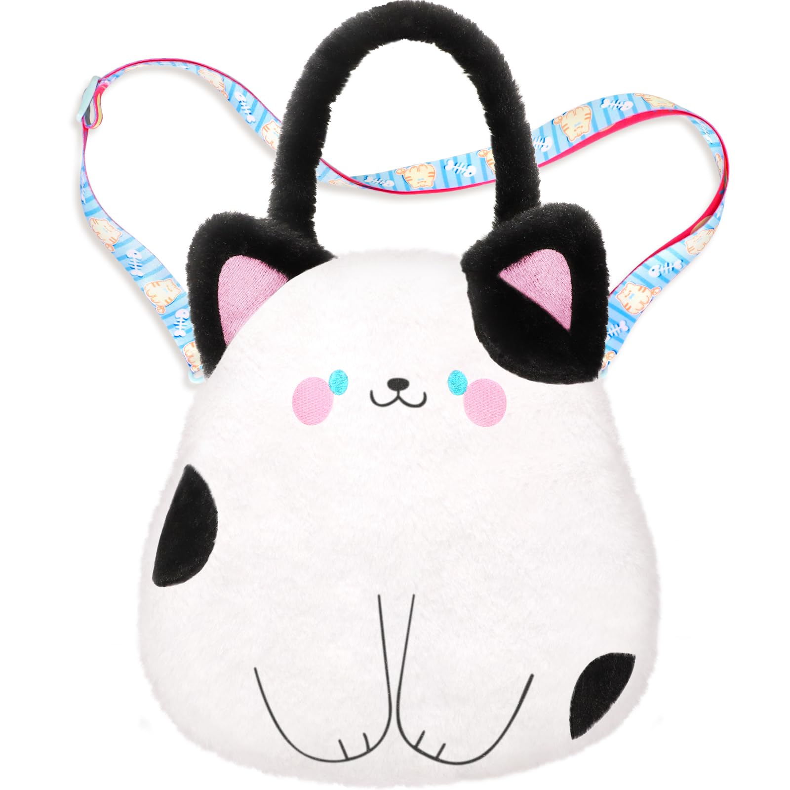 CatchCute Cat Plush Bag Crossbody Bag for Kids, Plush Handbag Tote Bag with Adjustable Strap,Soft Plush Cat Stuffed Purse with Zipper,Coin Pouch