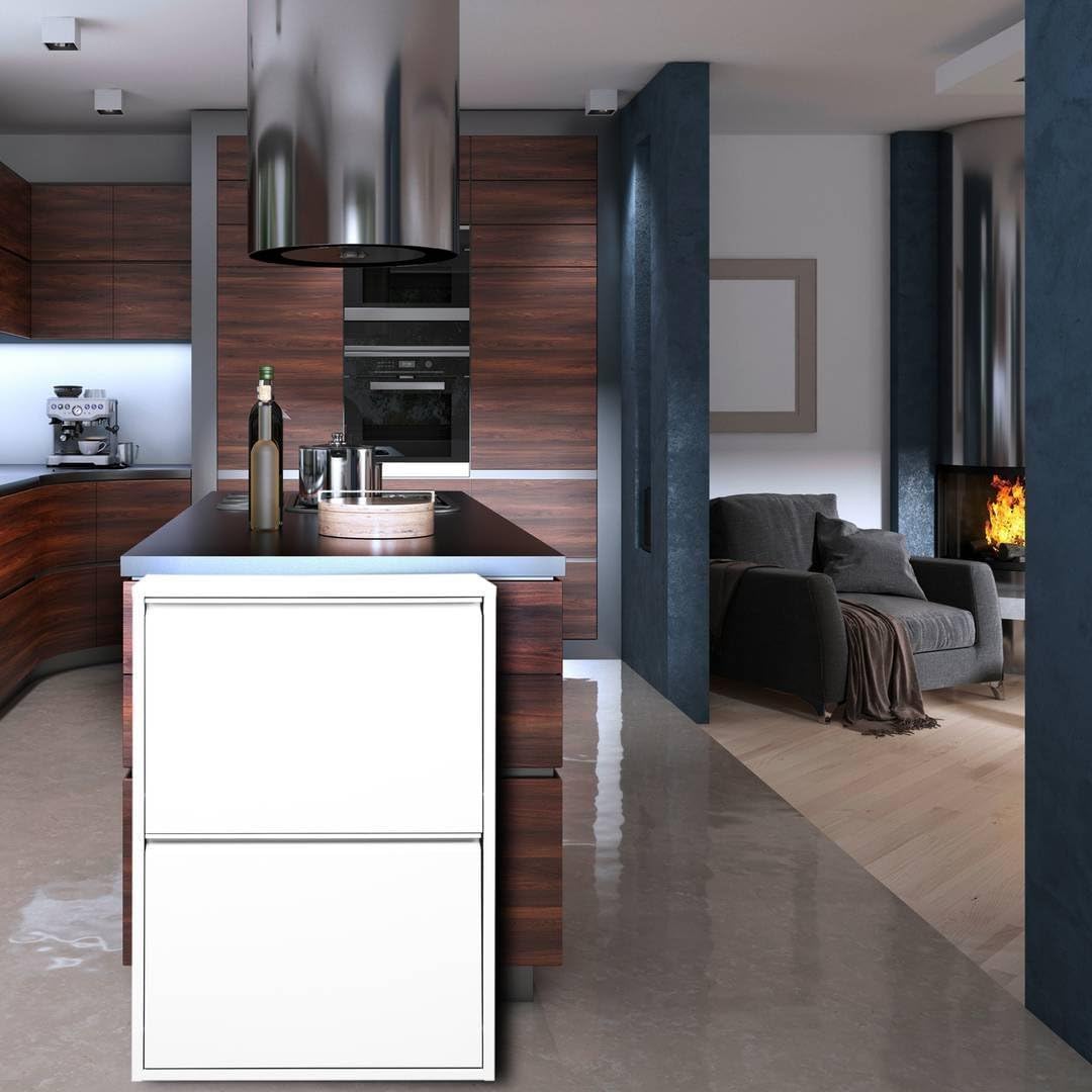 Dmora Pattumiera portarifiuti salvaspazio per differenziata 4 secchi Ferro, 60 x 92 x 25 cm