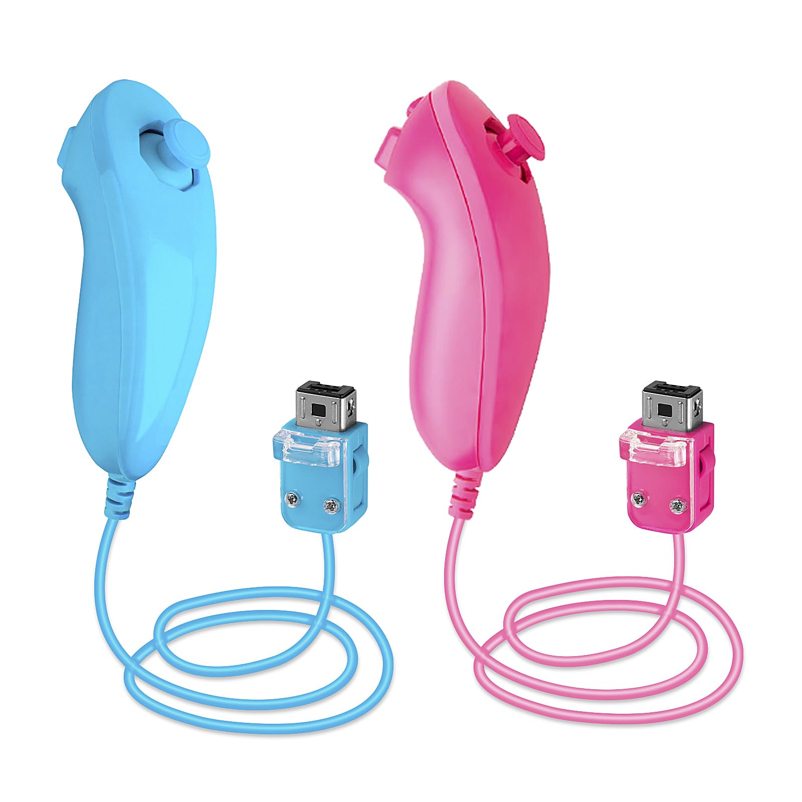 SWeien Nunchuck Controller, 2 Pack Nunchuck Controller Replacement for wii Nunchuck Controller Joystick Gamepad, Compatible with Nintendo Wii & Wii U Console（Pink & Blue）