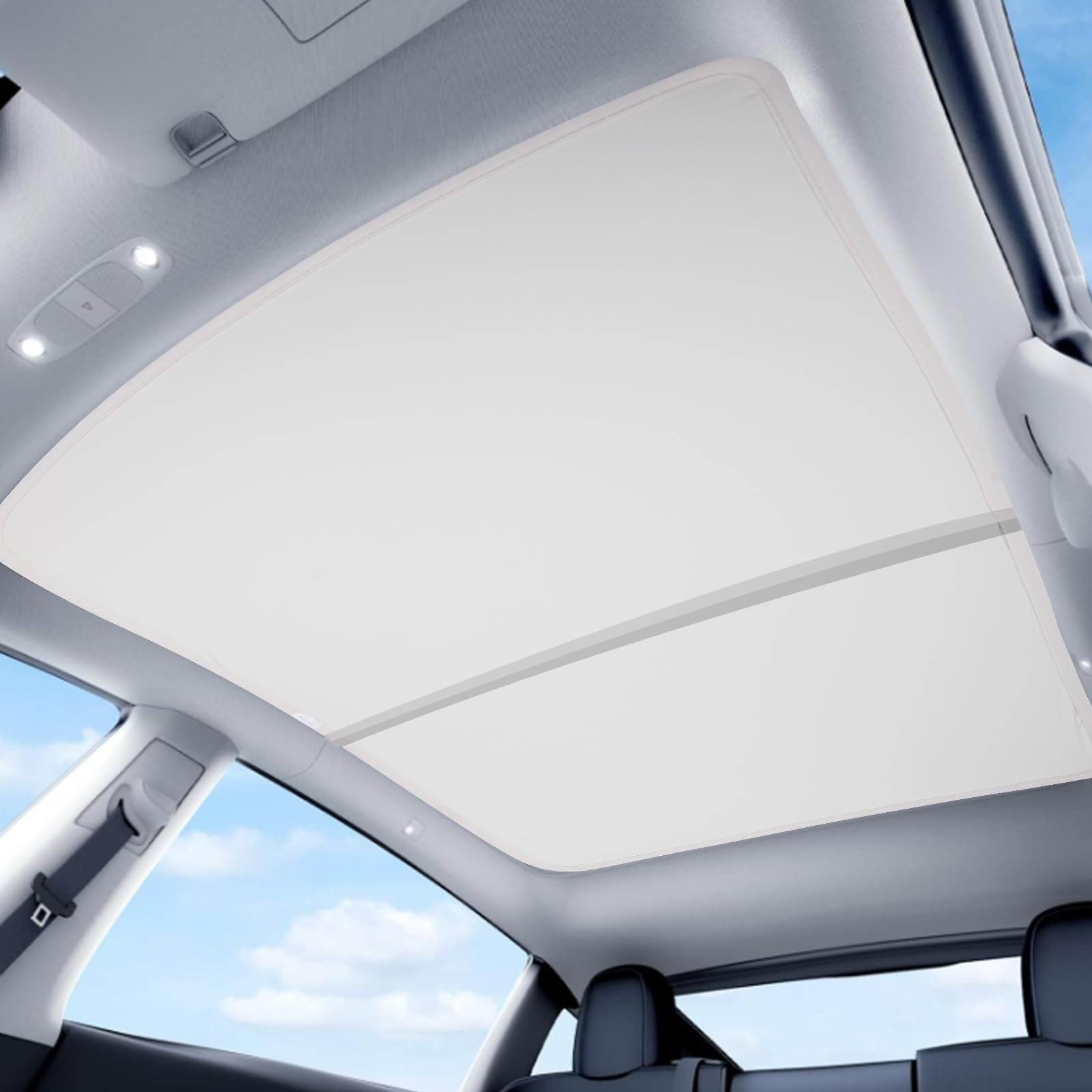 Tesla Model Y Sunshade for 2020-2025 OEM Fit (Excludes Juniper) Magnetic No-Sag with Nano Ice-Crystal Coating Blocks 95% UV &amp; Heat, Quick Foldable Install Grey Sunshade Accessories