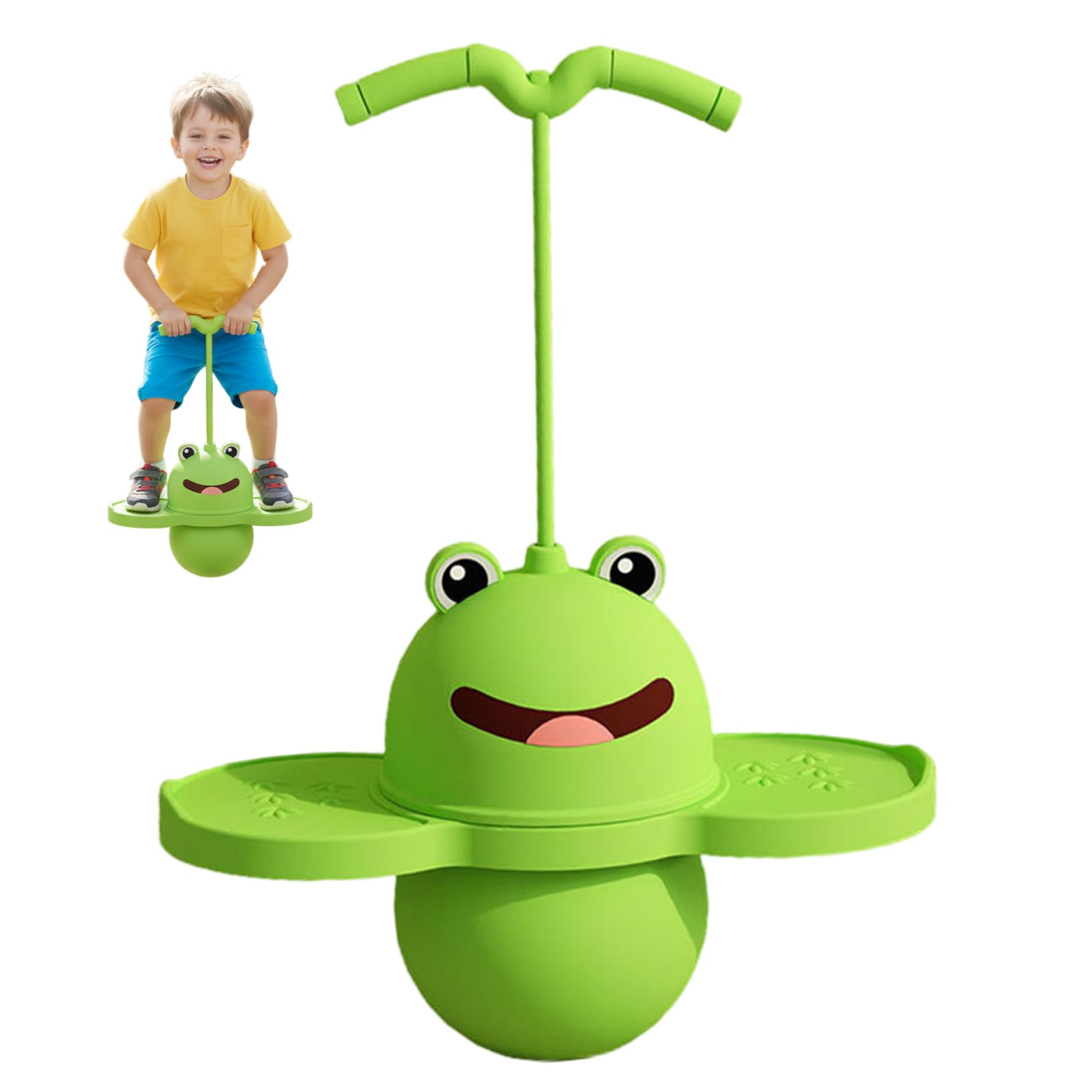 Pelota de Salto para niños, Pelota de Salto de Equilibrio con Mango Suave, Juguete Hinchable para Saltar en Interiores, Entrenamiento de coordinación, Verde