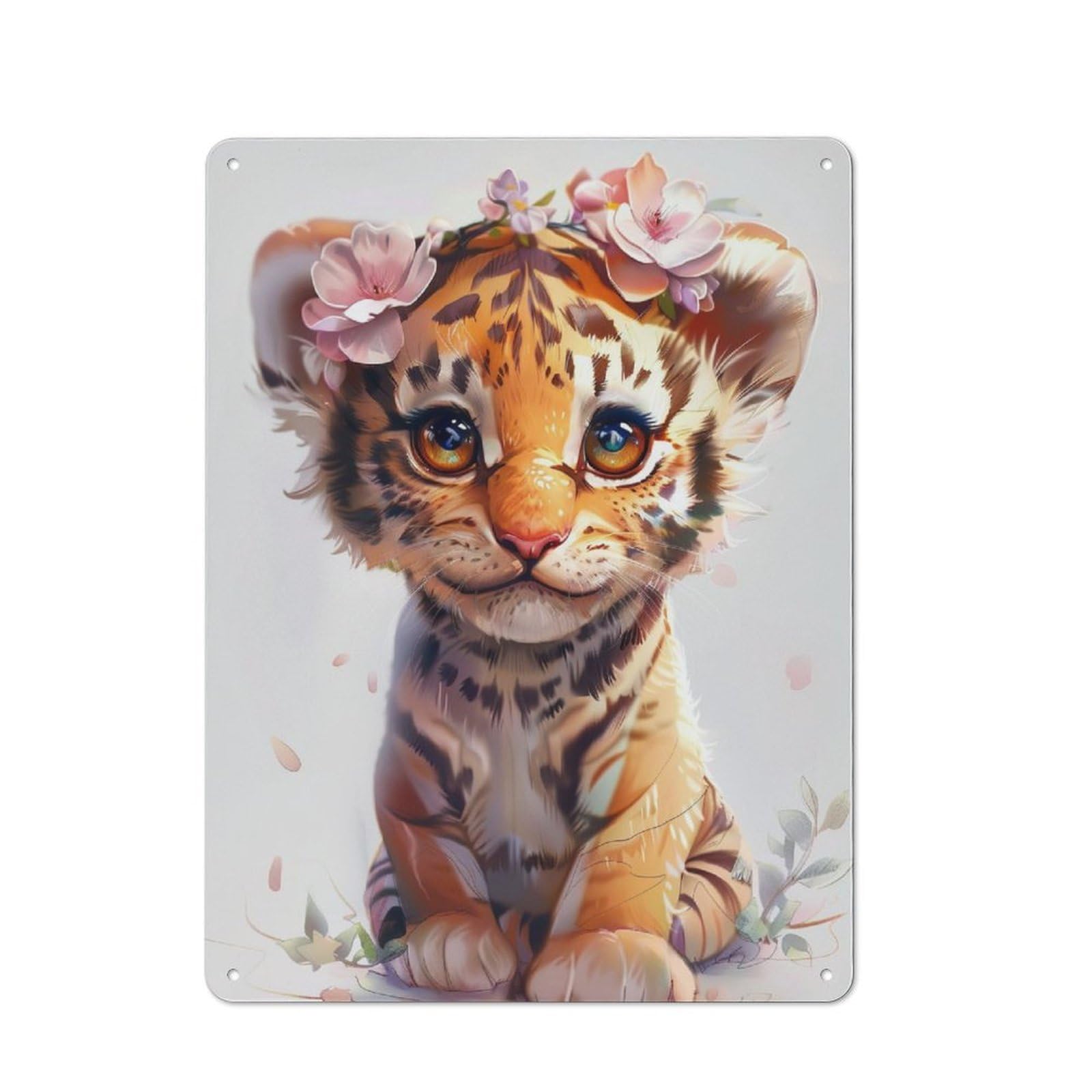 Junmoney Tiger Flower Retro Tin Sign 40X30cm For Pub Or Café, For Collectors Building A Themed Wall Display