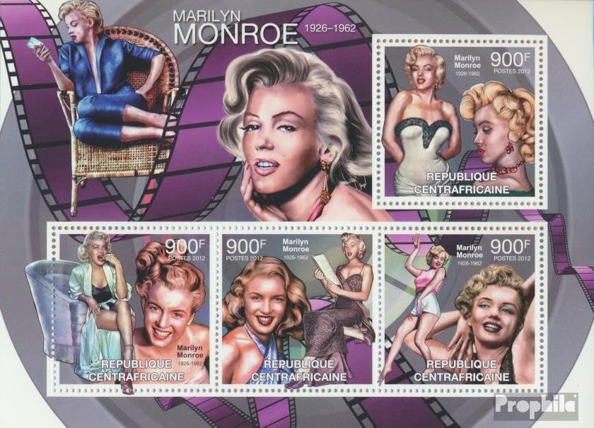 Prophila Collection Africa Centrale Repubblica 3712-3715 Minifoglio (Completa. Edizione) MNH ** MNH 2012 Marilyn Monroe (Francobolli per i Collezionisti) Celebrità/Film/Teatro/Radio