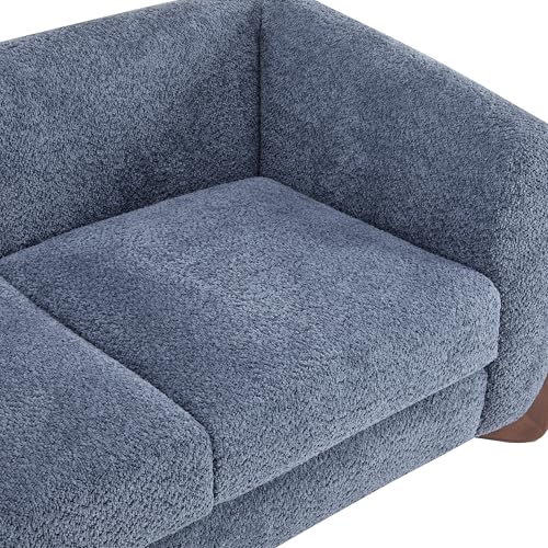 Image of Christopher Knight Home Almad 2 Pieces Sofa Couch Set, Cozy 3-Seater Sofa and Loveseat for Living Room, Upholstered Couch Chair, Soft Seating Lounge Sofa with Wood Frame, Boucle Fabric, Navy Blue