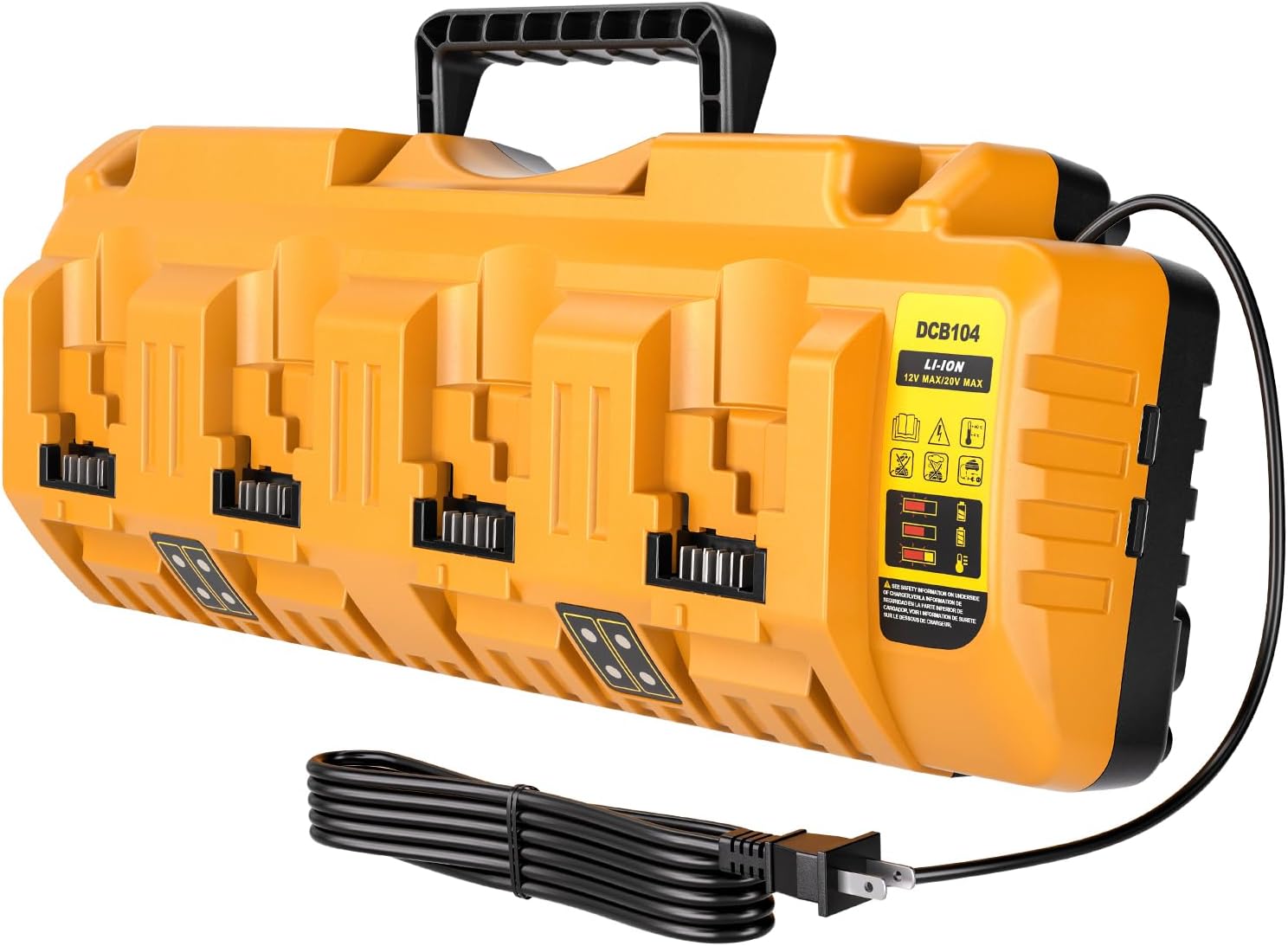 DCB104 20V Battery Charger, 4-Port Fast Charger Replacement for Dewalt 12V/20V Max Batteries with USB Port, Compatible with DCB120 DCB127 DCB200 DCB204 DCB205 DCB206 DCB609