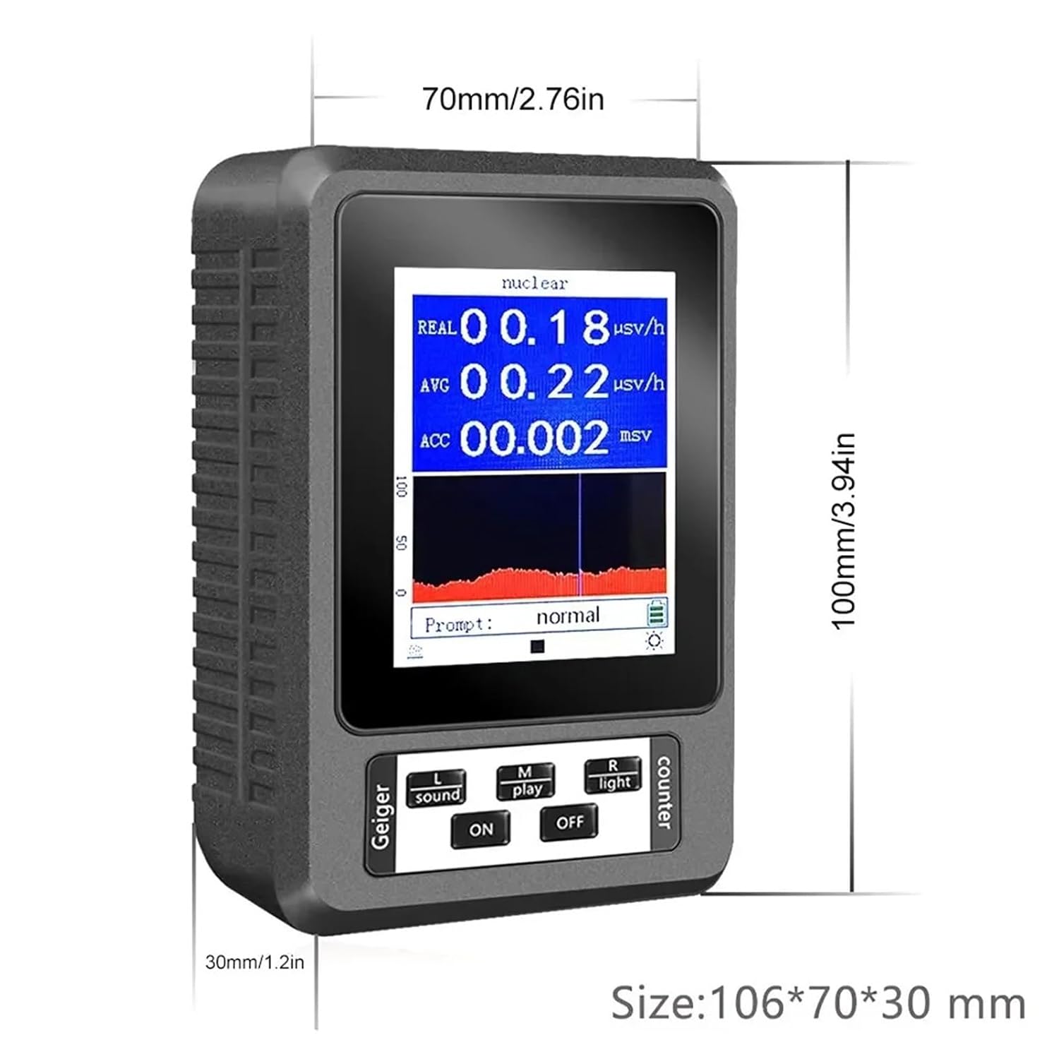 Radiation Detector, Nuclear Radiation Detector Color Display Screen Geiger Counter Personal BR-9B XR-1/XR-1 PRO Dosimeter Marble Gamma(White)