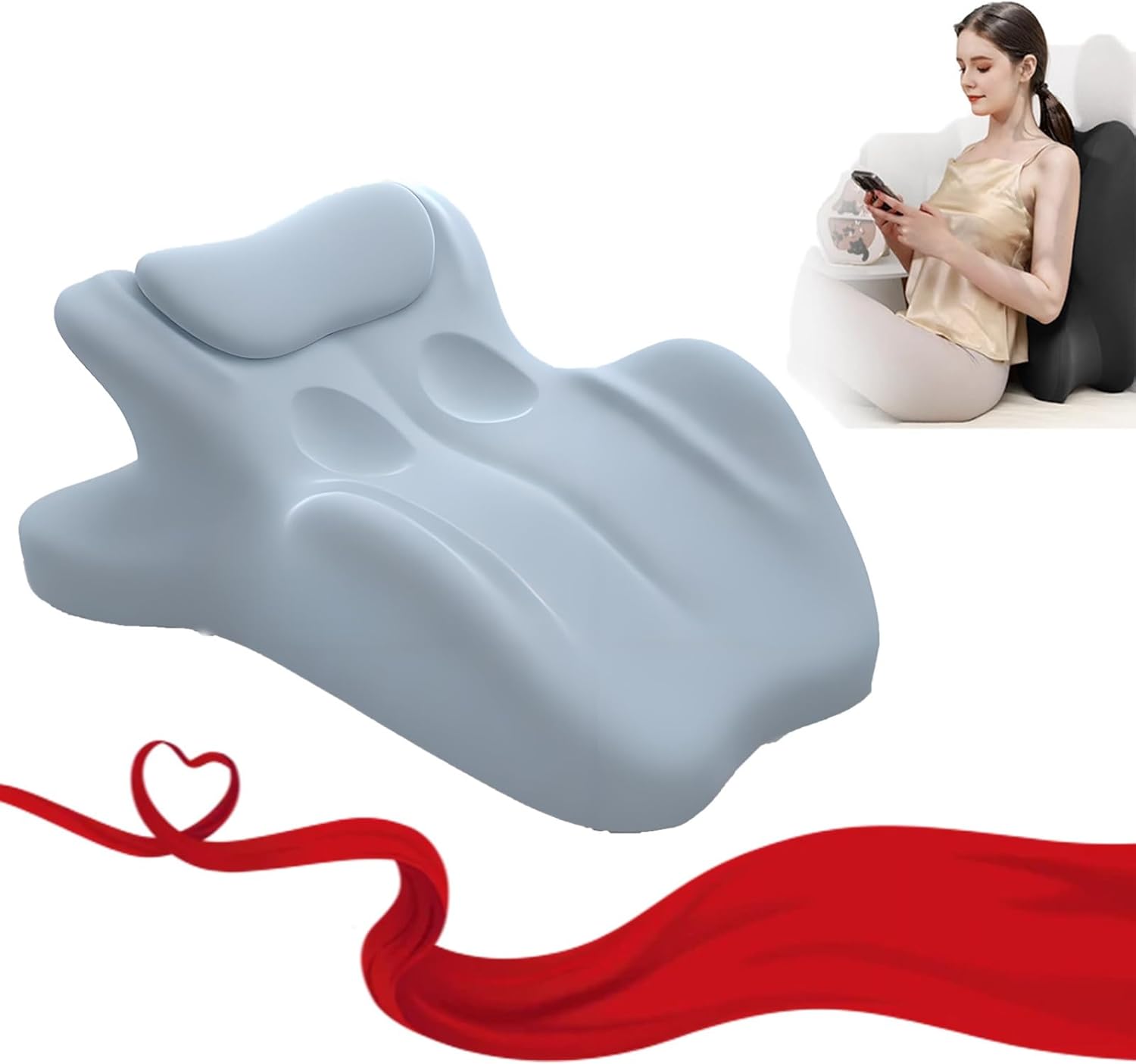 Ergonomic Body Support Pillow, Memory Foam Wedge Pillow for Couples Prone Pillow for Reading & Phone Use Intimacy All Perfect Position Easily Postures, Relaxation(Large Blue)