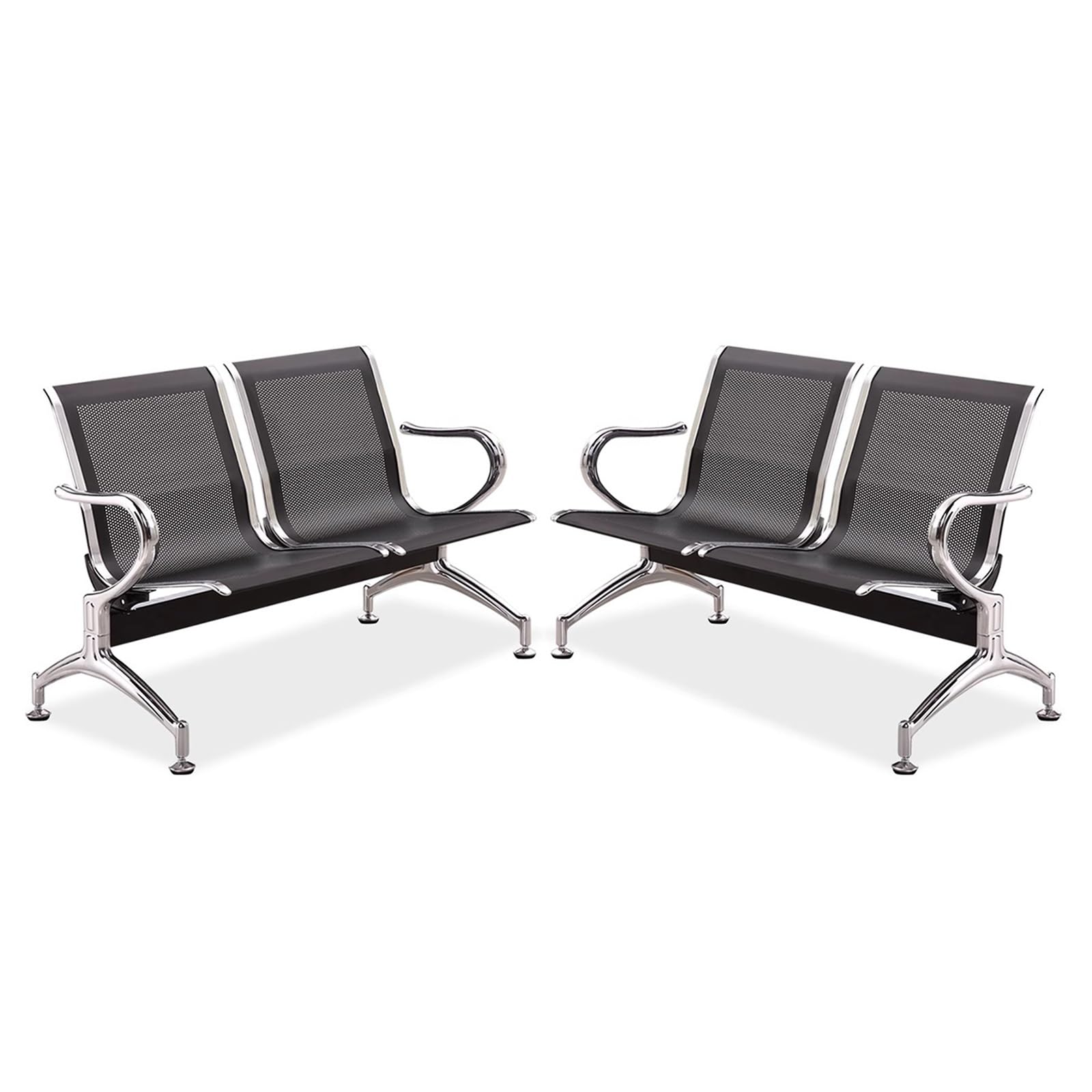 SaryEdge 2-Seat Metal Chairs with Arms - Durable Office Guest Seating for Reception, Bank, Airport - Comfortable & Stylish Visitor Seating Solution,