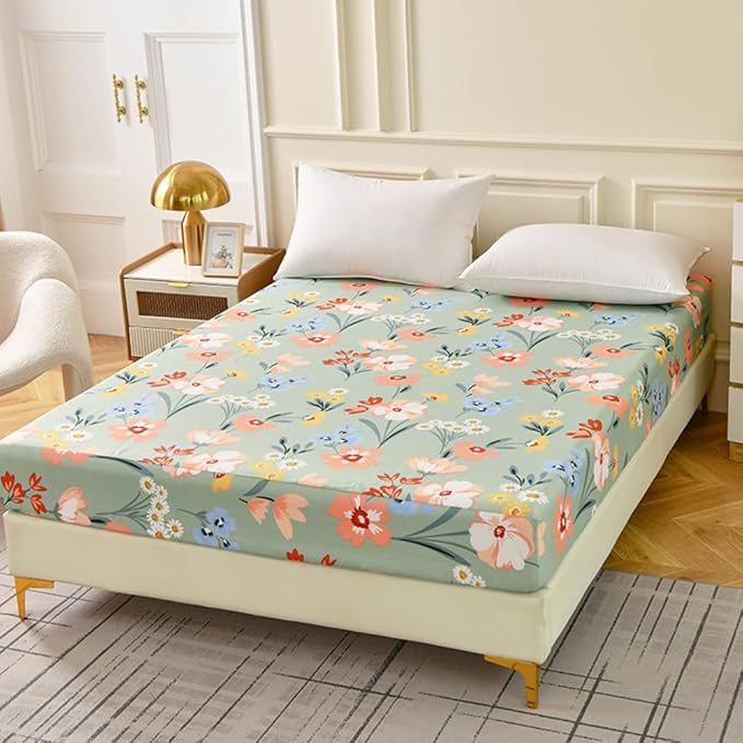 Mengersi Fitted Sheet Queen Size,Queen Fitted Sheet Soft Lightweight Microfiber