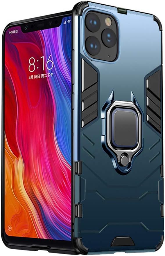 NAISU iPhone 11 Pro Case, Heavy Duty Shockproof Phone Cover with Magnetic Car Mount Metal Ring Kickstand for Apple iPhone 11 Pro (5.8inch) - Blue