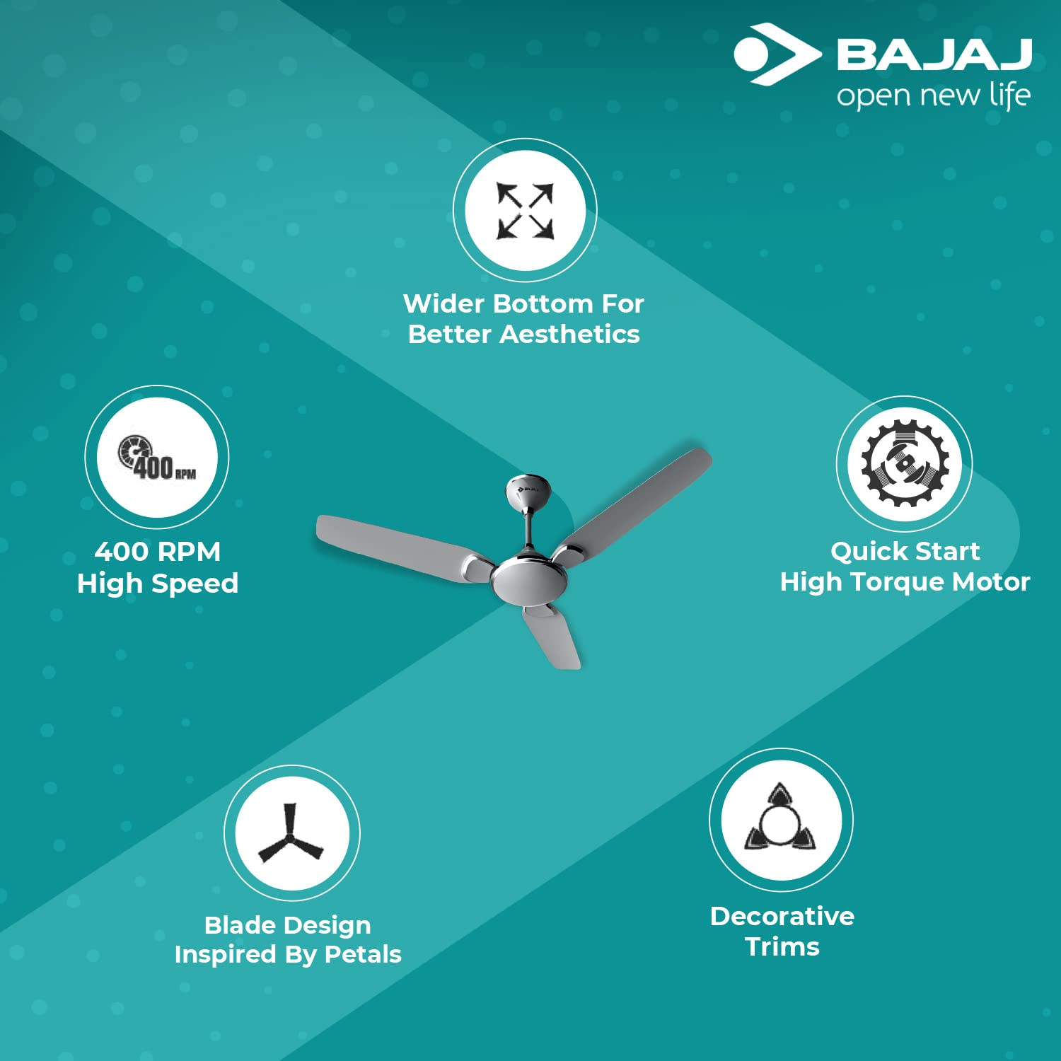 Bajaj Trendy Plus Ceiling Fan - Snowy White -5