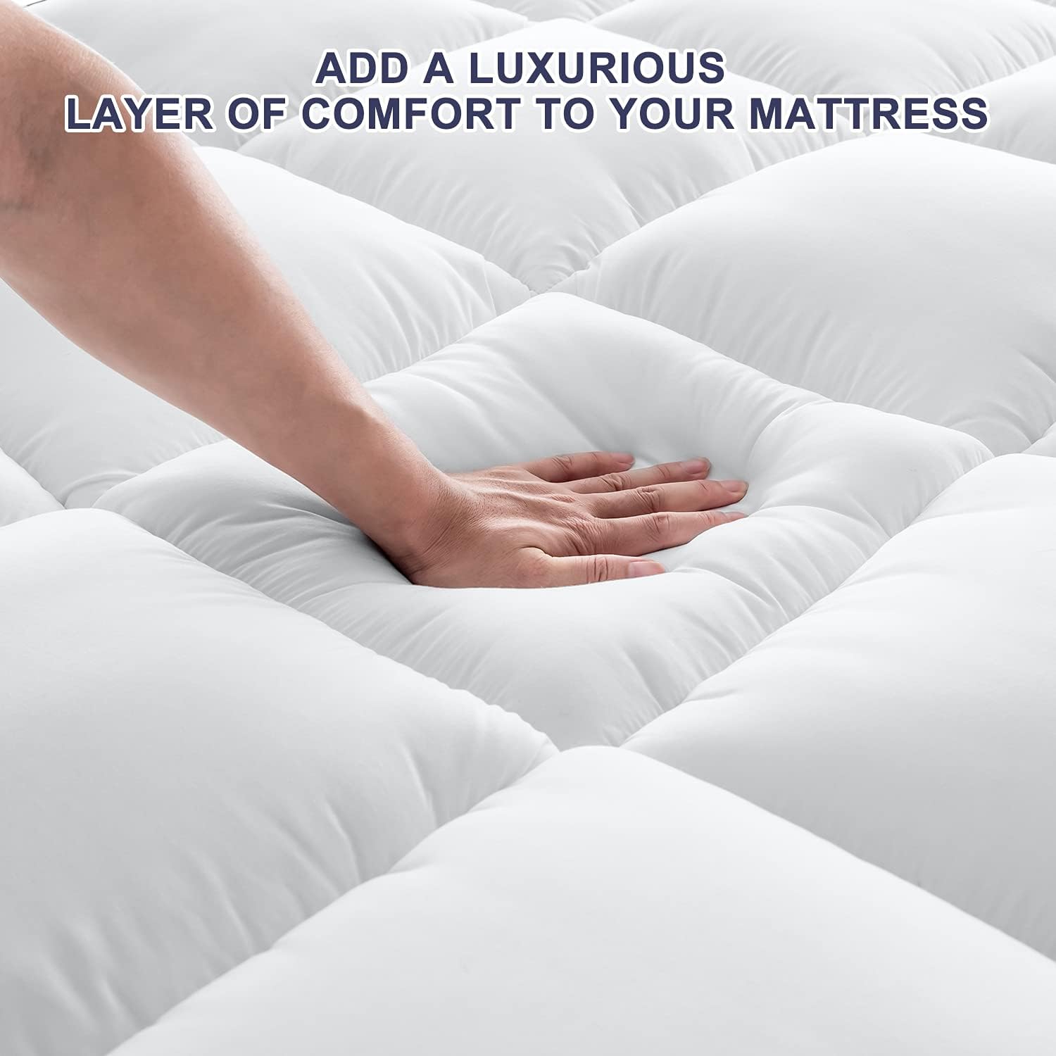 BedStory Extra Thick Mattress Topper, Cooling Mattress Pad 1200 GSM Overfilled Never Goes Flat, Lumbar Strain Relieving, Back Pain Relief Improve Sleep Quality (White, King)