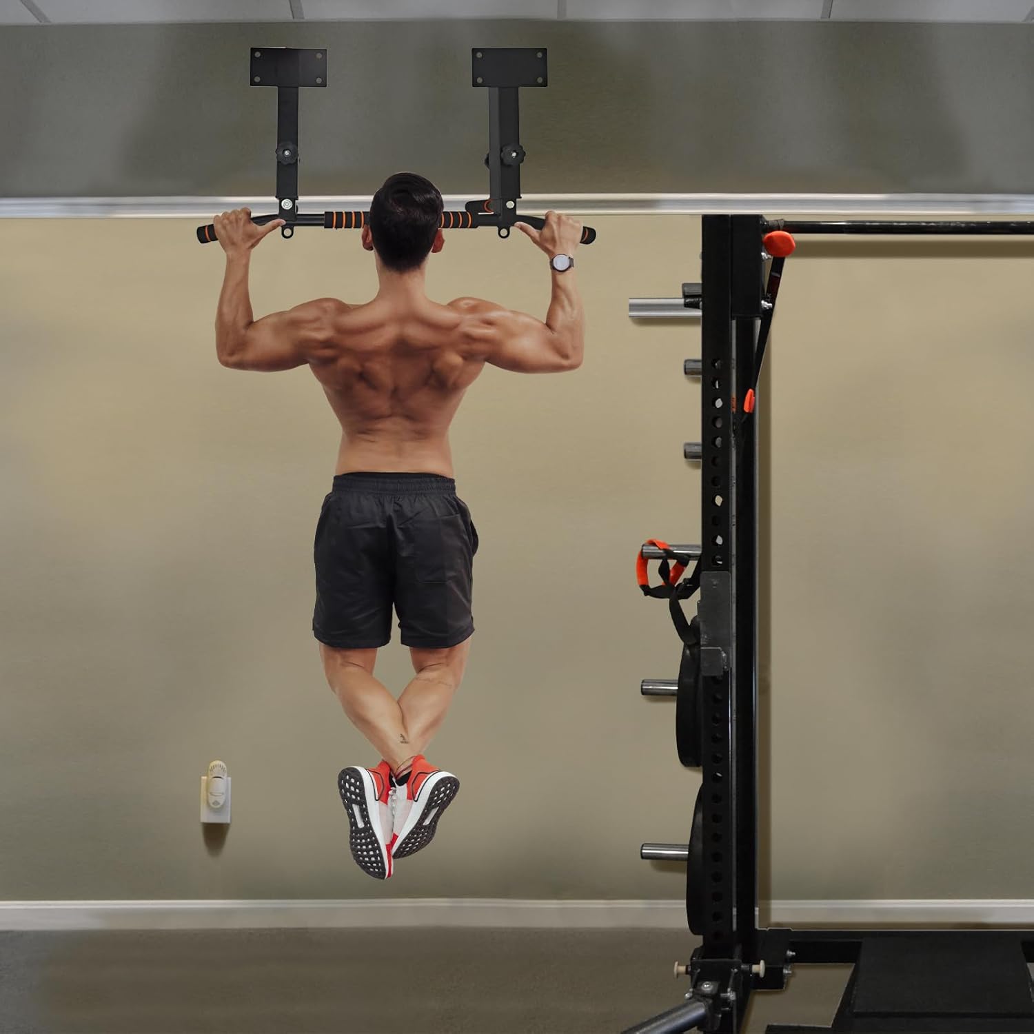 ptlsy Wall Mounted Pull Up Bar Multifunctional with Multi-grip Chin Up Bar Heavy Duty Dip Station for Home Gym Indoor Workout, Fitness Equipment, Dip Stand Supports to 440 Lbs