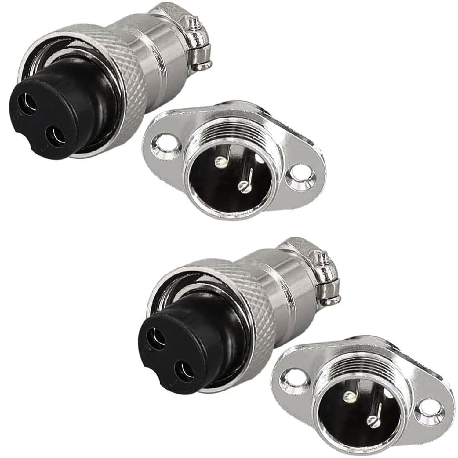 RUNCCI-YUN 2Pcs GX16 2 Pin Aviation Connector, 16mm Solder Male Female Panel Mount Airline Plug Cable Connector (GX16 2 Pin)