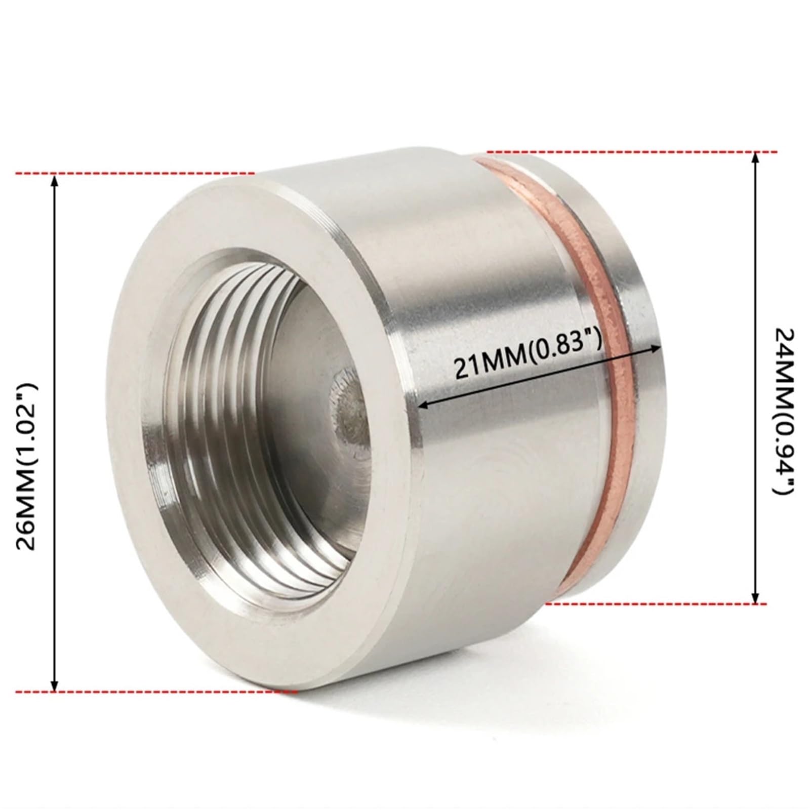 M18 x 1,5 O2-Sauerstoffsensor-Spundstopfen-Montagestopfen- und Stopfen-Adapter aus Edelstahl mit flacher oder Lambdasonde Adapter(Flat Style)