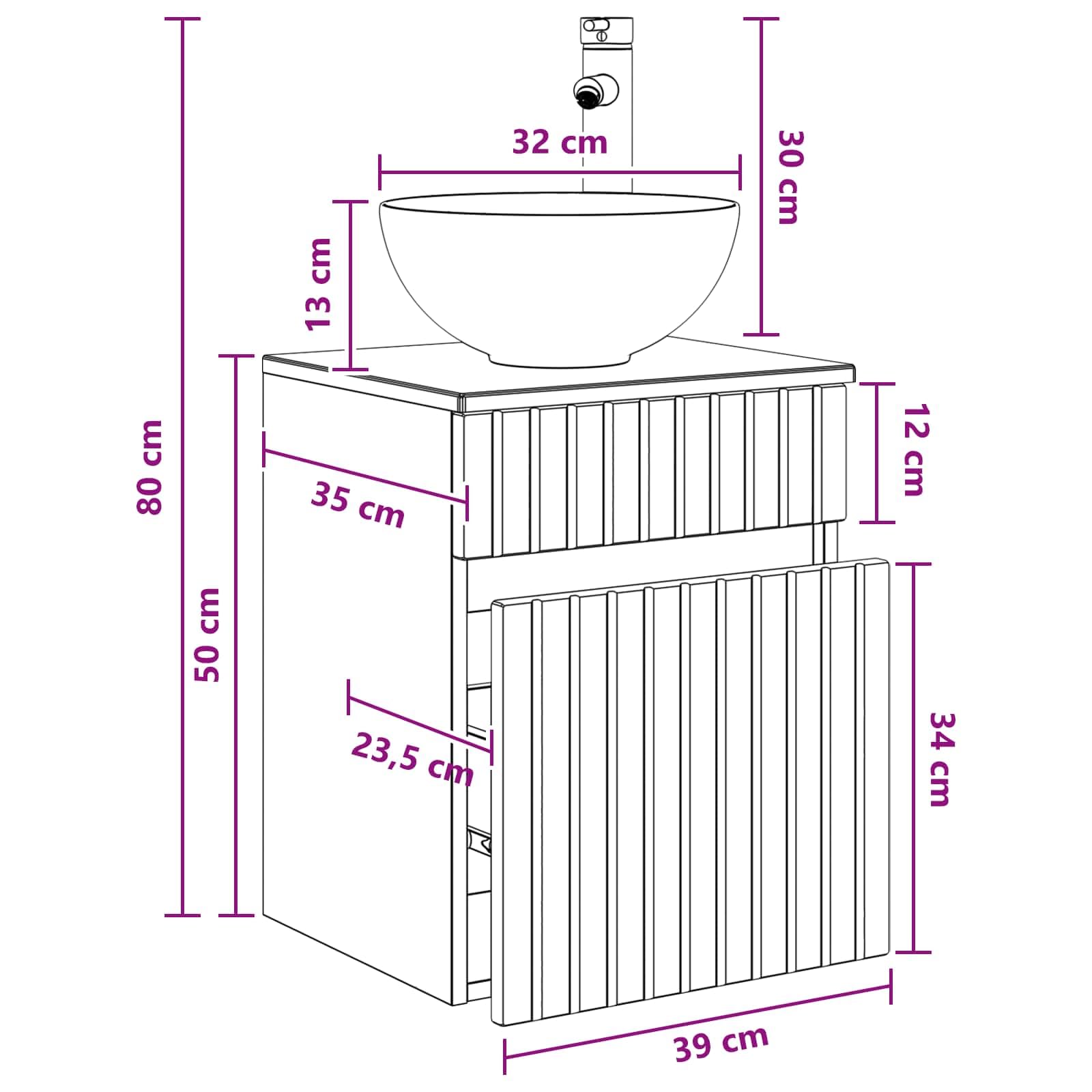 Vanidad de Lavabo montada en la Pared Negro Madera de ingeniería 39 x 35 x 63 cm con Amplio Espacio de Almacenamiento para baño Moderno y Funcional diseño Minimalista