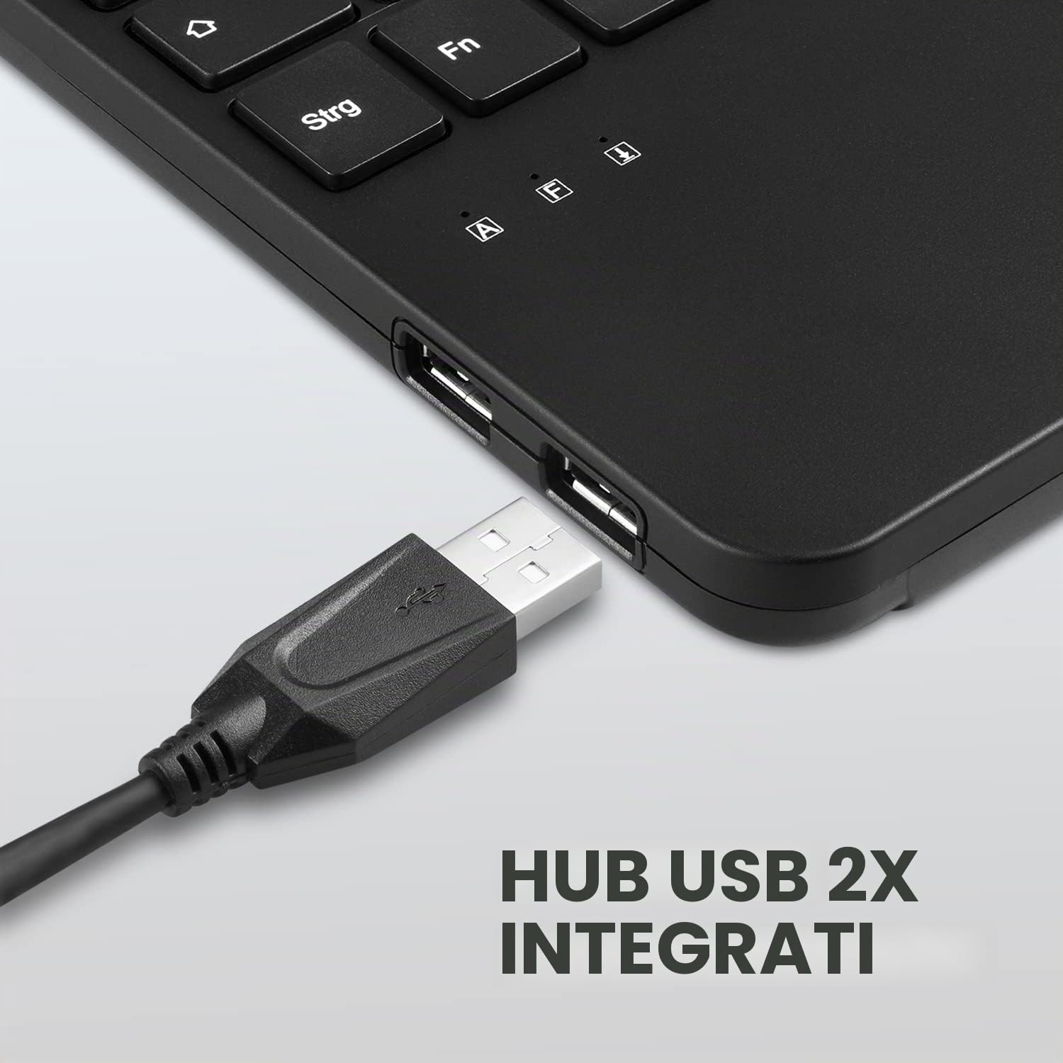 Perixx PERIBOARD-526 Mini Tastiera Cabla con Trackball, Interruttori a Forbice, 78 Tasti, 2 Tasti Mouse Integrati, USB, Layout IT, Nero