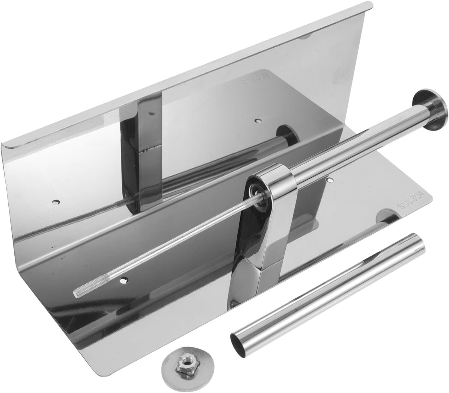 Housoutil Dual Toilet Paper Holder with Shelf Wall Mount, 304 Stainless Steel Bathroom Tissue Dispenser, Toilet Roll Organizer for Hotels and Restrooms with Installation Accessories